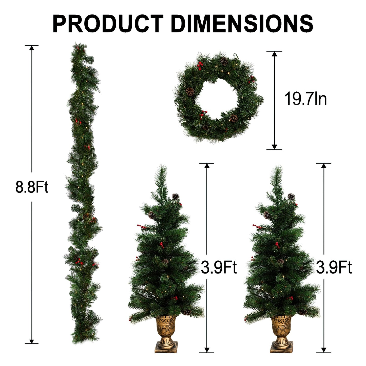 AWQM 4-Piece Christmas Decorations Pre-Lit Artificial Christmas Wreaths