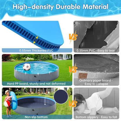 AWQM Collapsible Dog Pool with Sprinkler, Outdoor Portable Non-Slip Kids Pools