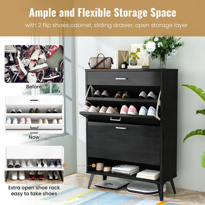 AWQM Entryway Shoe Cabinet, Freestanding Shoe Cabinet with 2 Flip-Flop Drawers