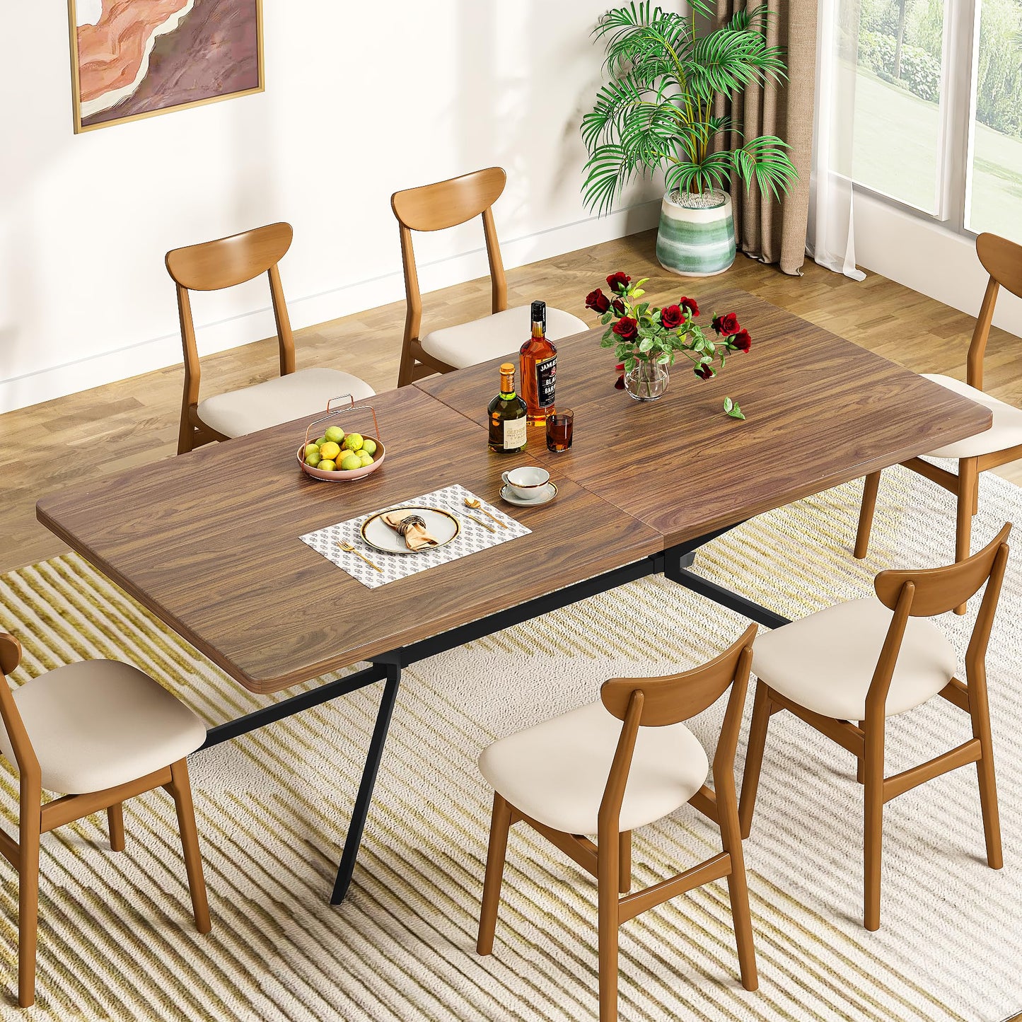 AWQM Industrial Wooden Mid-Century Modern Dining Table 6-8 Dining Table