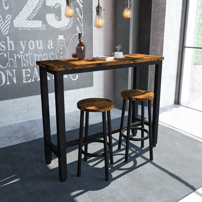 AWQM Industrial Wood Bar High Table with 2 Stools