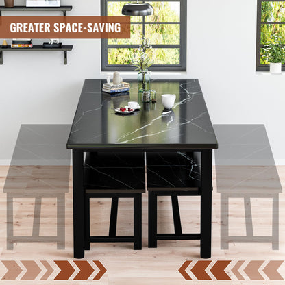 AWQM 43" Dining Table with Bench, 4-Person Dining Table Set