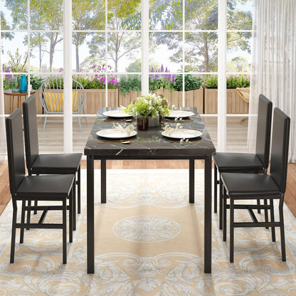 AWQM Modern Kitchen Marble Dining Table Set for 4