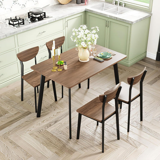 AWQM Modern Industrial Wooden Metal Dining Table Kitchen Dining Table For 4