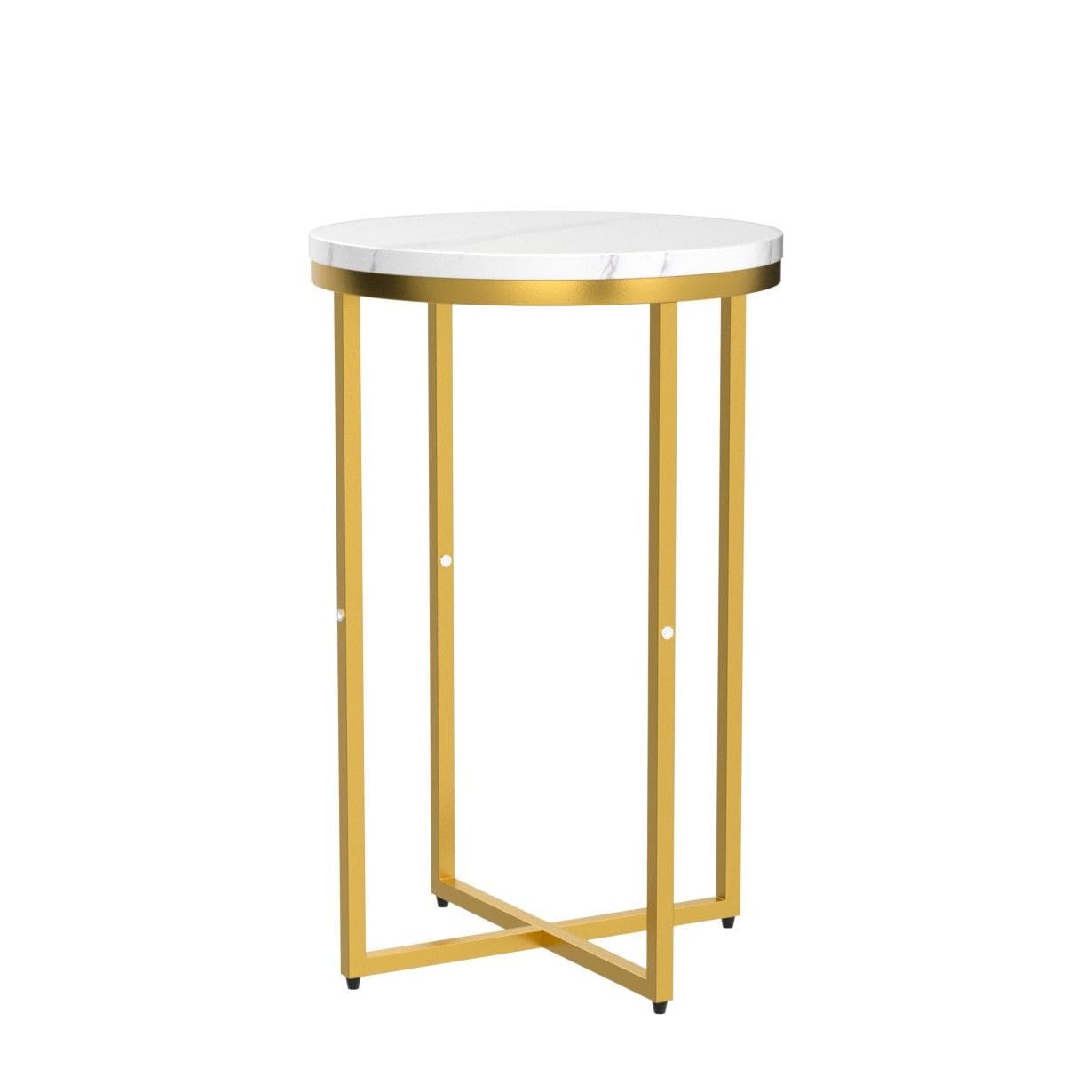 AWQM marble modern side table with gold rim small coffee table round table