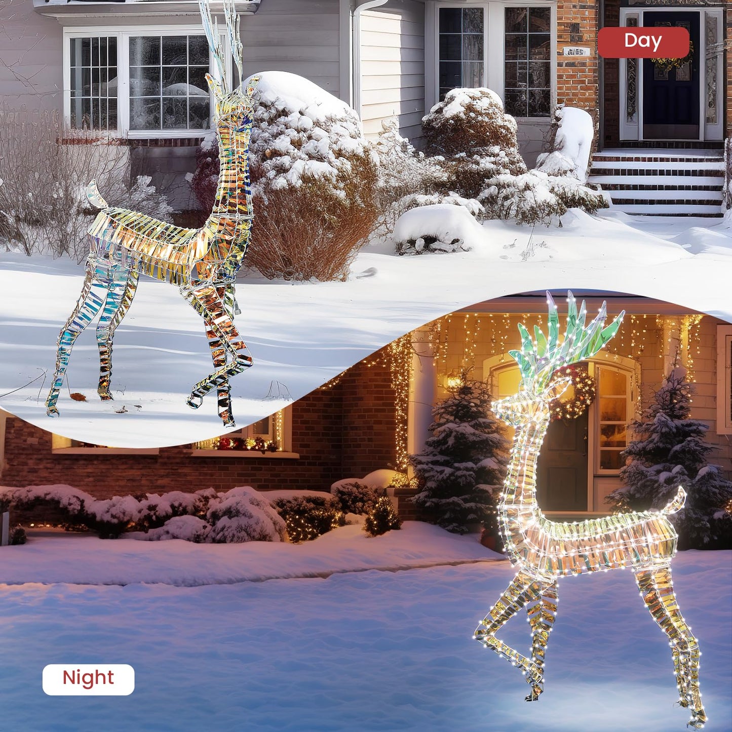 AWQM 3-Piece Christmas Reindeer Light Set, 50+80+100 LEDs