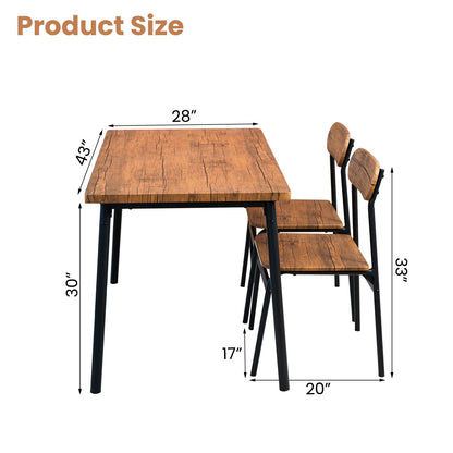 AWQM Industrial Wooden Table Top 4 Dining Table Set of 5 Metal Frame