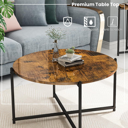 AWQM Faux Marble Coffee Table Set of 3, 1 Coffee Table and 2 Side Tables