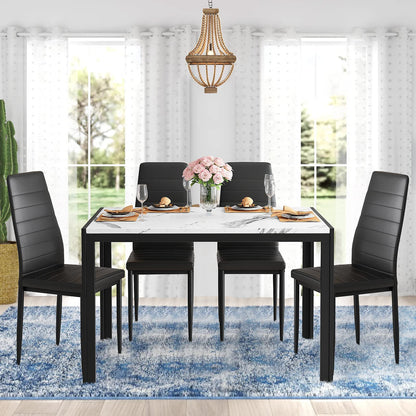 AWQM Marble Dining Table and Chairs for 4, 5-Piece Dining Set