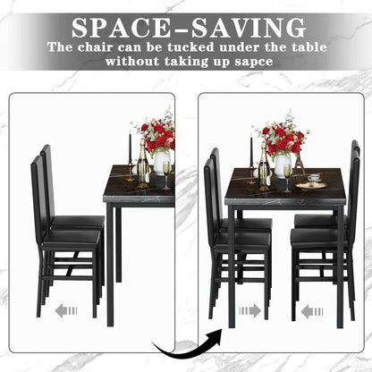 AWQM Modern Kitchen Marble Dining Table Set for 4