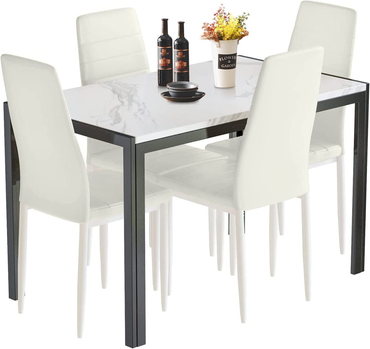 AWQM Faux Marble Dining Table Dining Set for 4