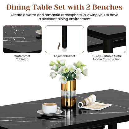 AWQM 43" Dining Table with Bench, 4-Person Dining Table Set