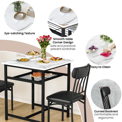 AWQM marble dining table 2 person square dining table set