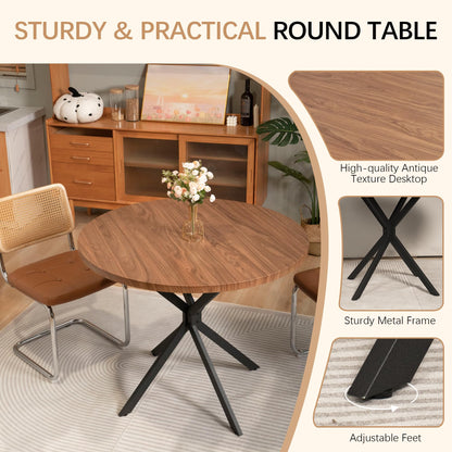 AWQM Industrial Round Dining Table, Dining Table for 4