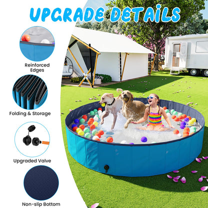 AWQM Foldable Dog Swimming Pool Hard Plastic Non-Slip Dog Bathtub