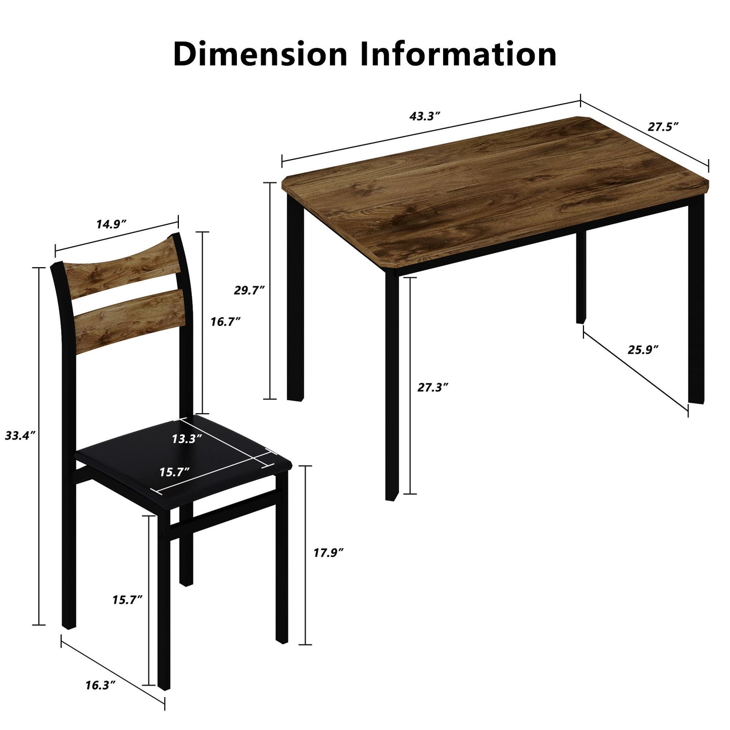 AWQM Modern Wooden Kitchen Table and Chairs Set, Dining Table Set for 4