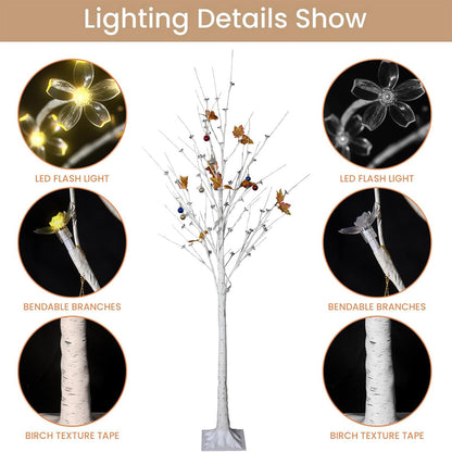 AWQM 4-Foot, 5-Foot and 6-Foot Lighted Cherry Blossom Trees, 3-Pack, 200 LED