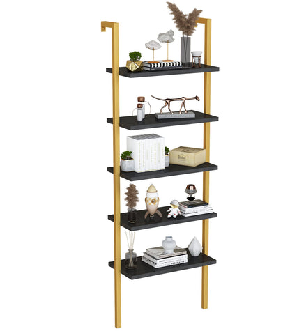 AWQM Wall Mounted Bookcase, Industrial Ladder Bookcase