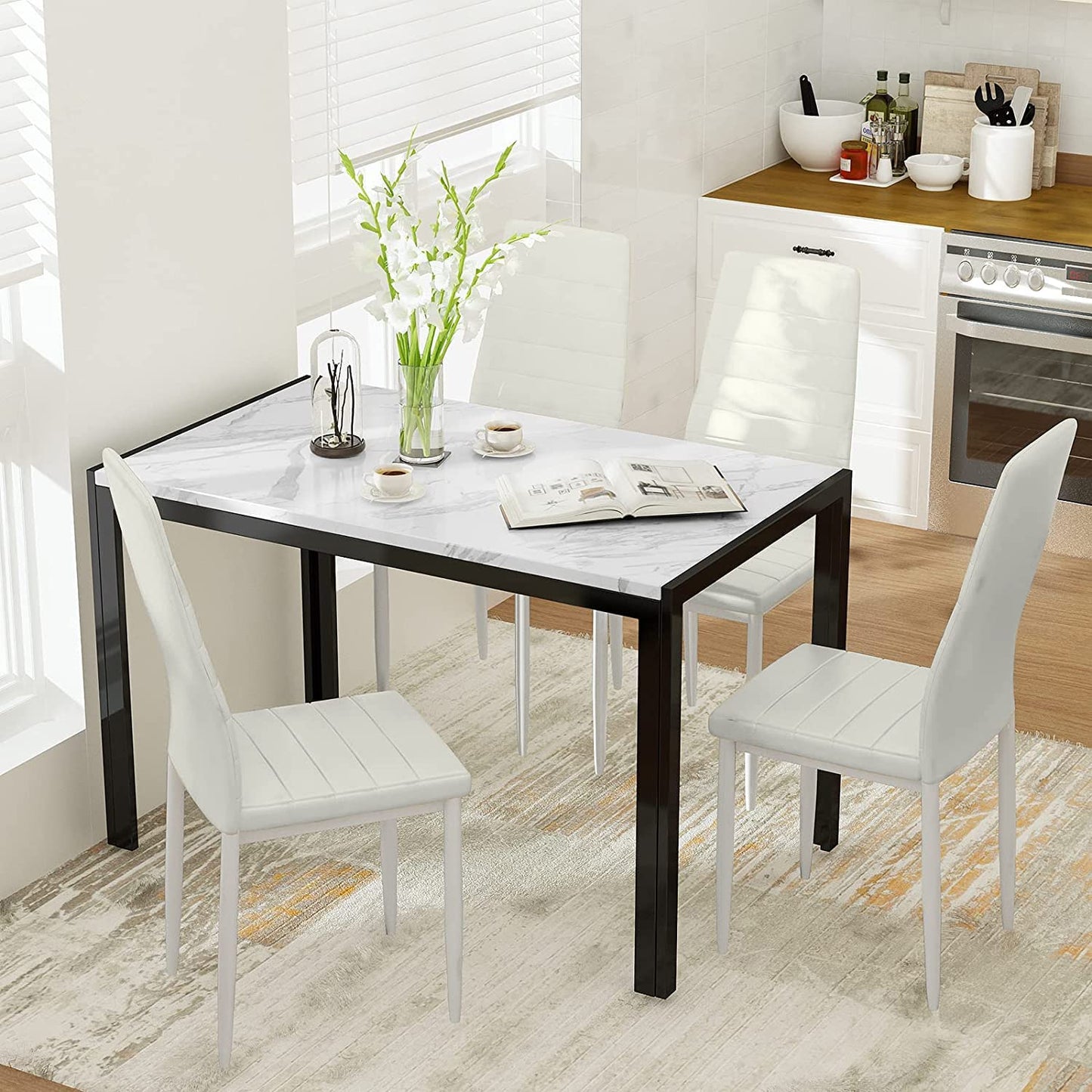 AWQM Faux Marble Dining Table Dining Set for 4