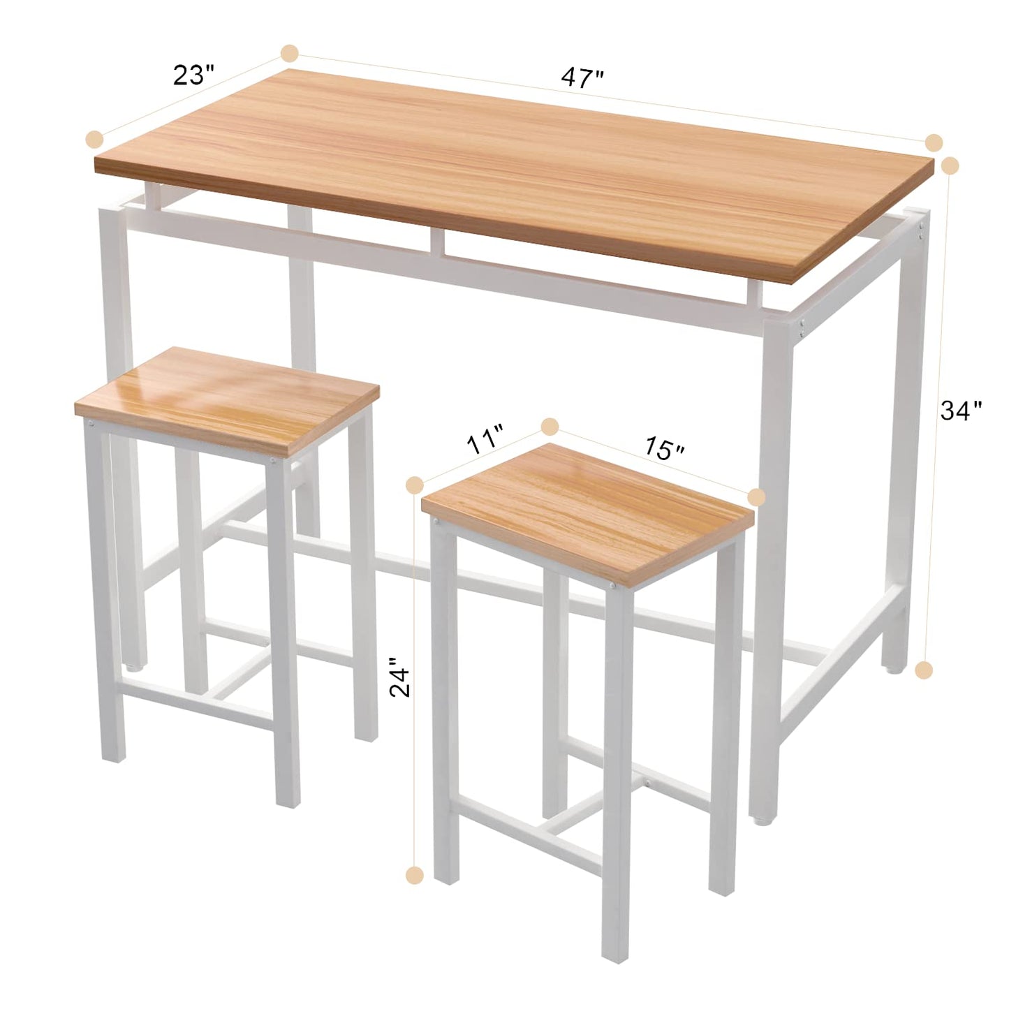 AWQM Industrial Wooden Kitchenette Dining Table 4 People Dining Table