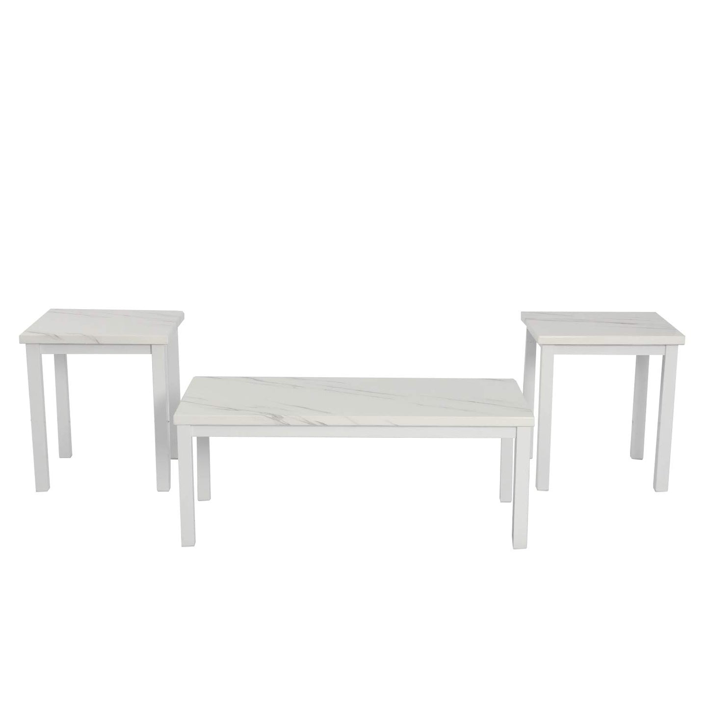 AWQM Artificial Marble Coffee Table Set, 2 Side Tables