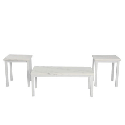 AWQM Artificial Marble Coffee Table Set, 2 Side Tables