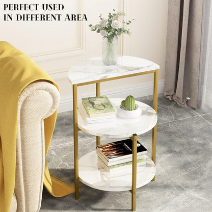 AWQM 3 Pieces Modern Coffee Set, with Console Table, White & Gold