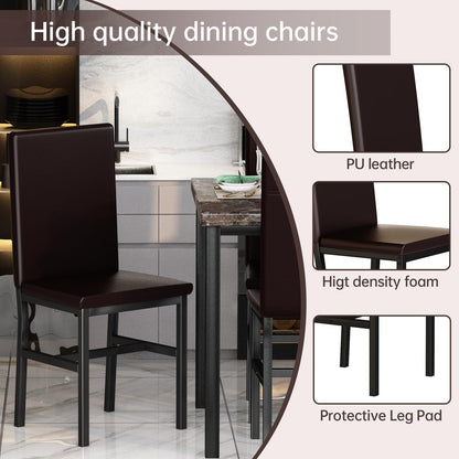 AWQM Marble 6 Person Dining Table Set 7 Piece Kitchen Table and Chairs