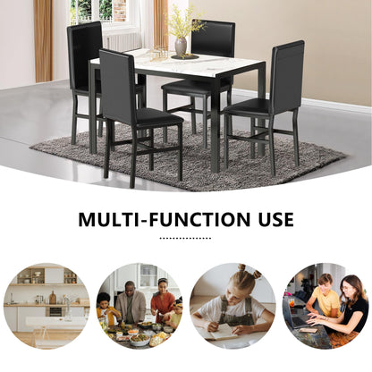 AWQM Marble Dining Table 5-Piece Dining Table Set for 4 People