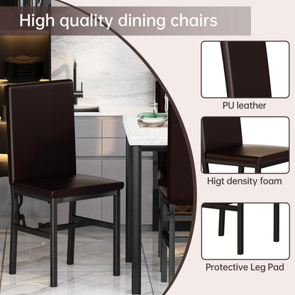 AWQM Marble 6 Person Dining Table Set 7 Piece Kitchen Table and Chairs