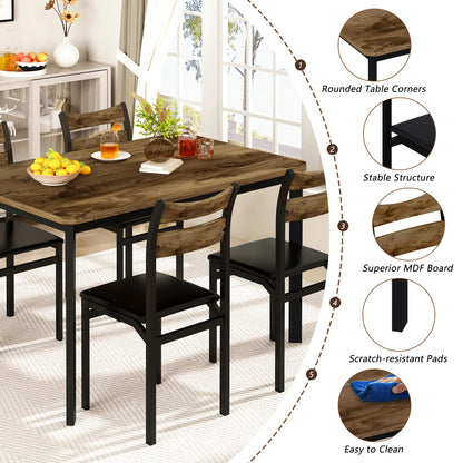 AWQM Modern Wooden Kitchen Table and Chairs Set, Dining Table Set for 4