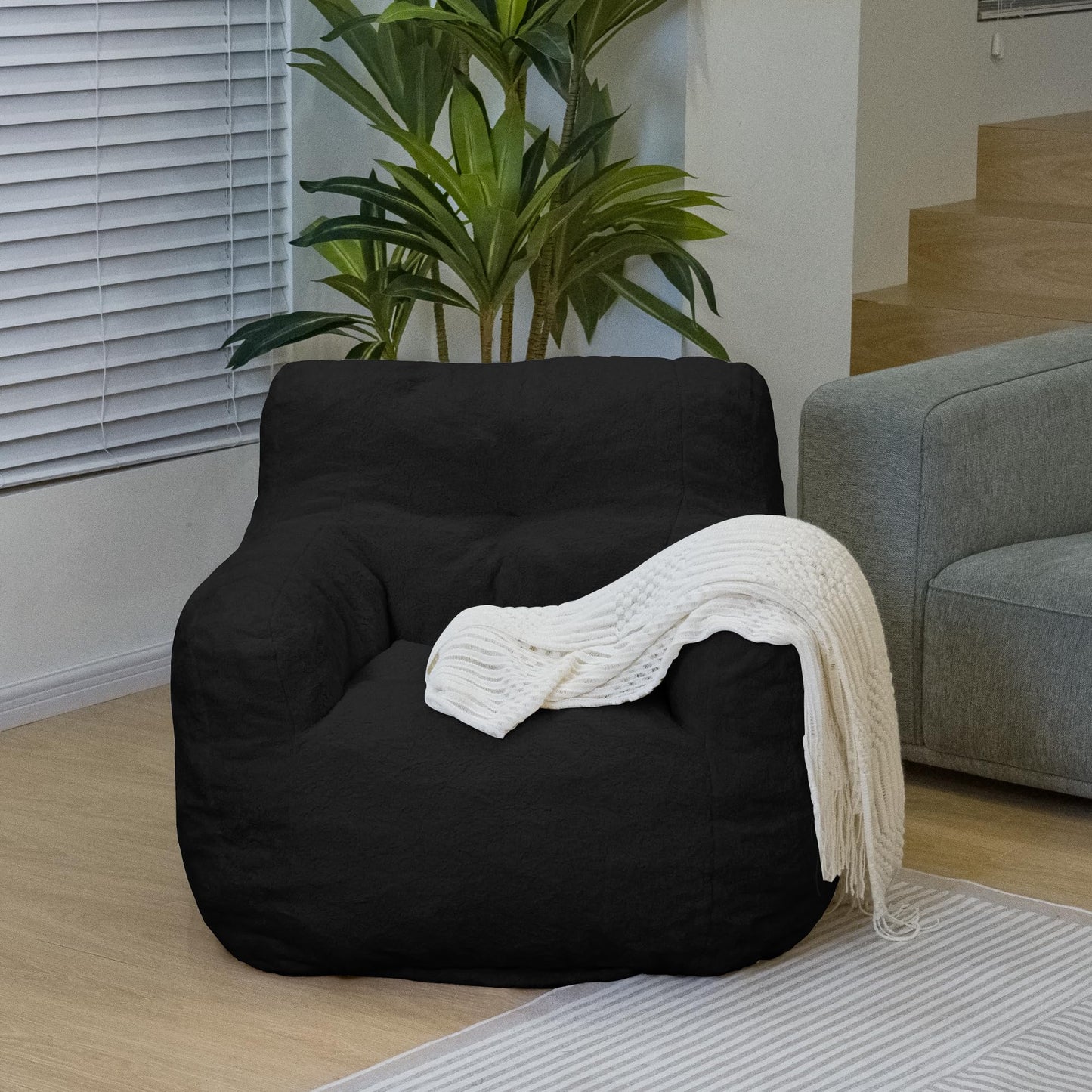 AWQM Bean Bag Chair, Tufted Soft Padded Bean Bag Chair, Lazy Susans