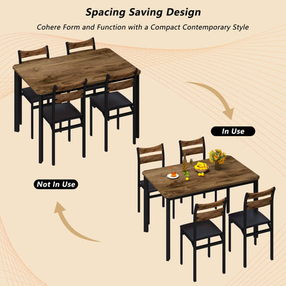 AWQM Modern Wooden Kitchen Table and Chairs Set, Dining Table Set for 4