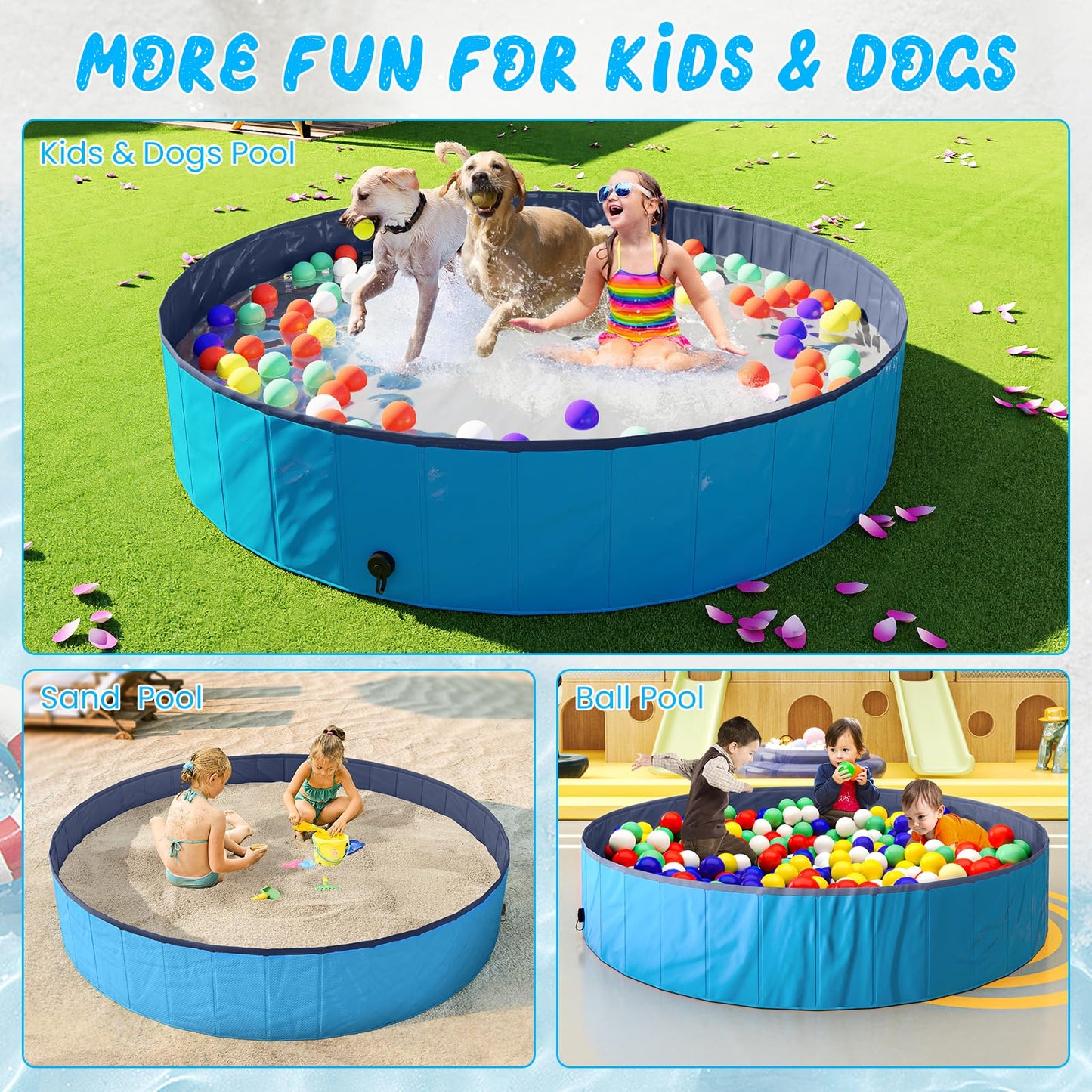 AWQM Foldable Dog Swimming Pool Hard Plastic Non-Slip Dog Bathtub