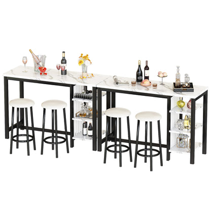 AWQM Marble Top Kitchen Countertop High Dining Table for 2