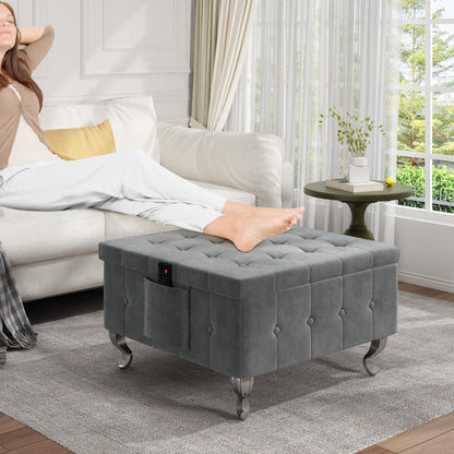 AWQM Large Velvet Footstool Coffee Table, Extra Large Padded Storage Footstool