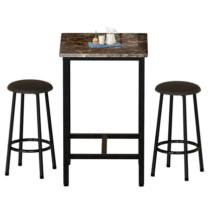 AWQM 3 Piece Bistro Table Set for 2, Kitchen Square Breakfast Table Set, Bar Table