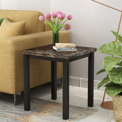 AWQM Artificial Marble Coffee Table Set, 2 Side Tables