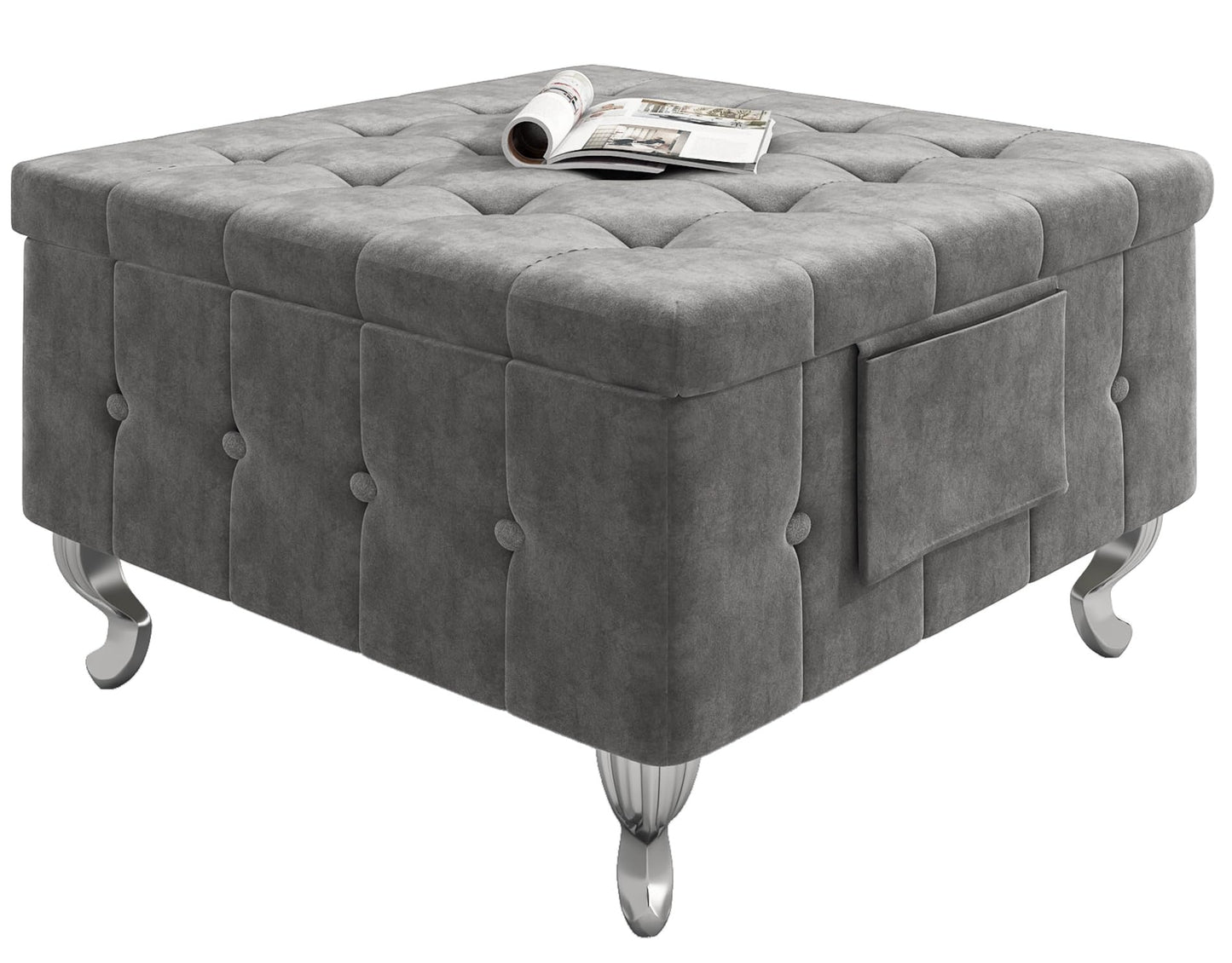 AWQM Large Velvet Footstool Coffee Table, Extra Large Padded Storage Footstool