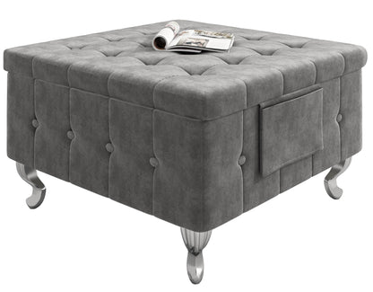 AWQM Large Velvet Footstool Coffee Table, Extra Large Padded Storage Footstool