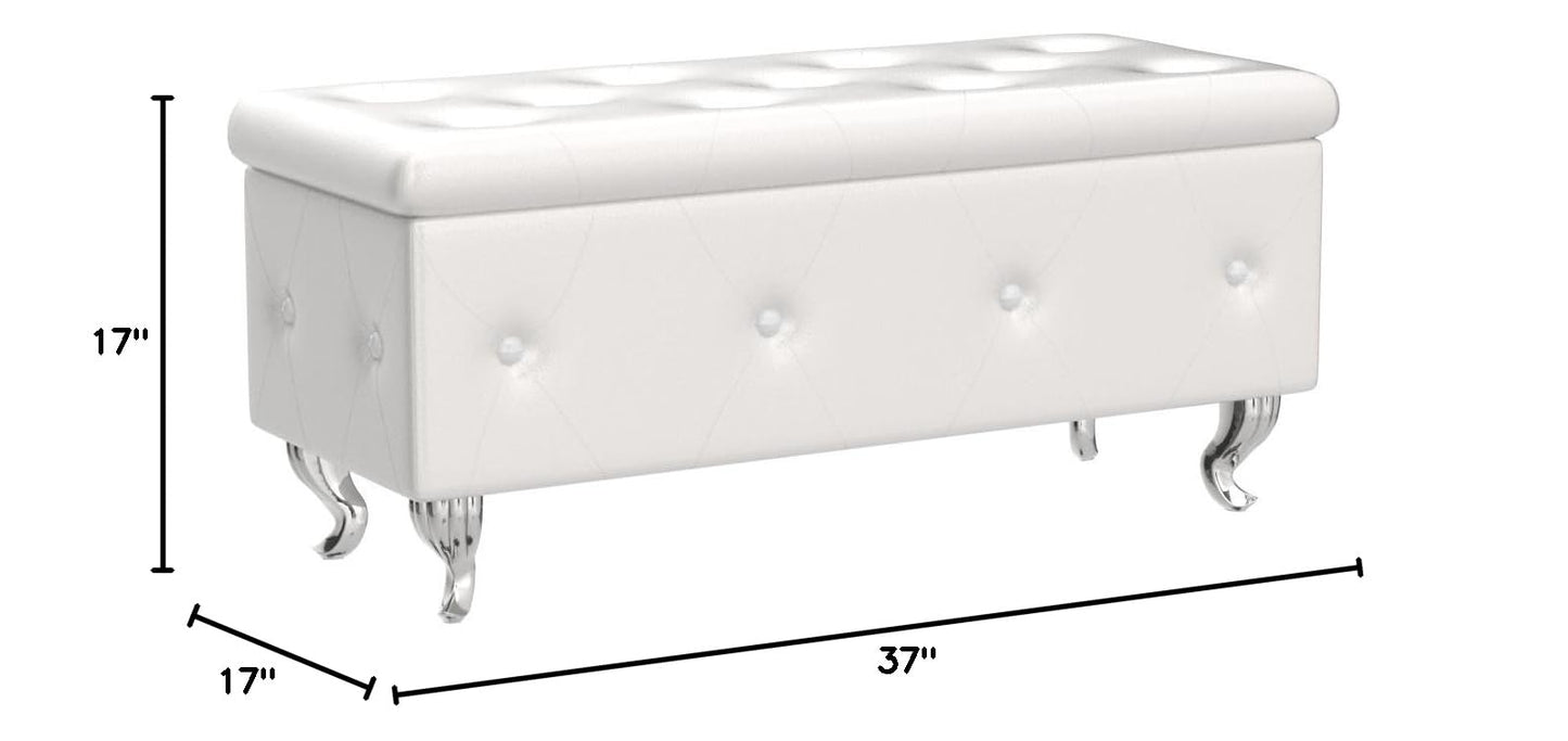 AWQM Upholstered Storage Bench, Safety Hinged Tufted Bed Bench