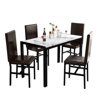 AWQM Marble Dining Table 5-Piece Dining Table Set for 4 People