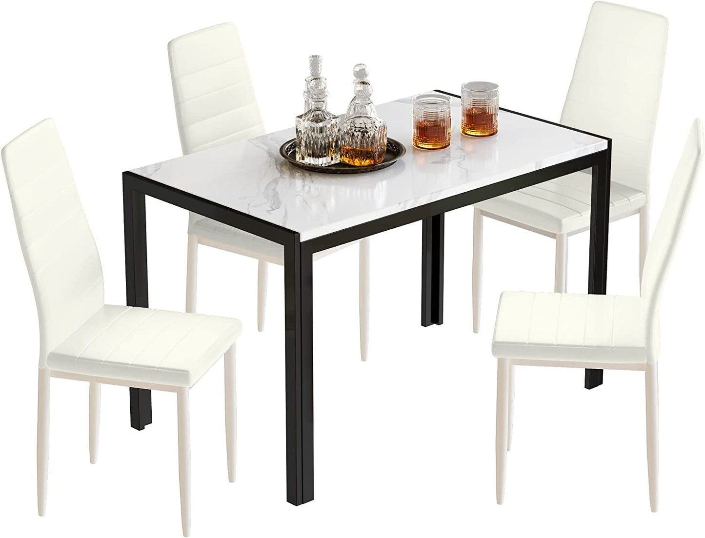 AWQM Faux Marble Dining Table Dining Set for 4