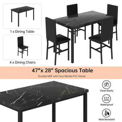 AWQM Modern Kitchen Marble Dining Table Set for 4