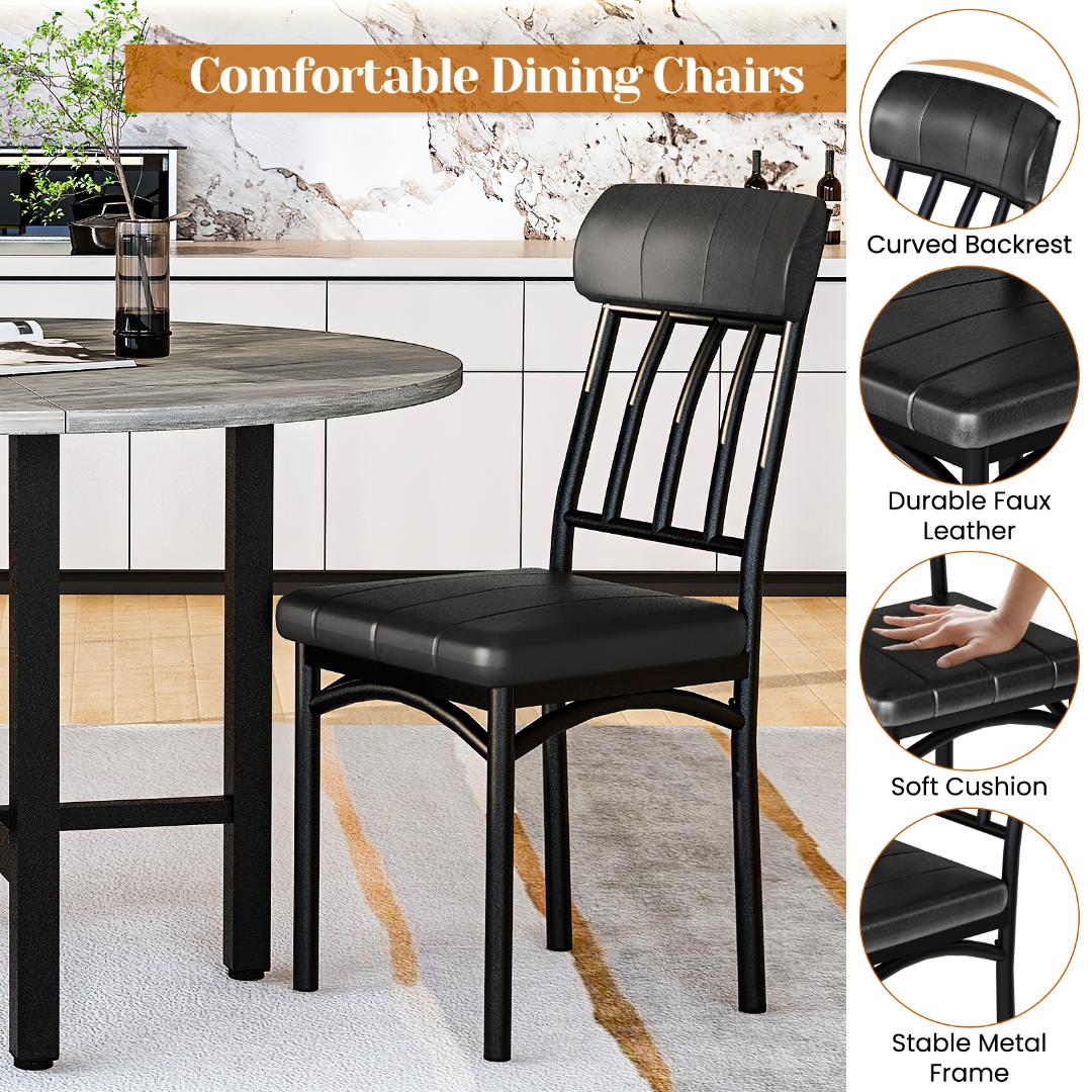 AWQM Round Dining Table Set for 4, Wood Circle Kitchen Table and Chairs Set for 4, Modern Dining Room Sets with 4 Faux Leather Chairs, Round Dinner Table for Small Space