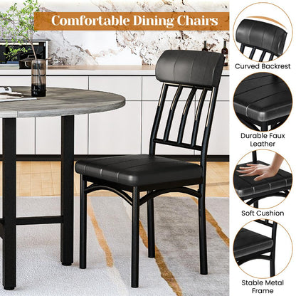 AWQM Round Dining Table Set for 4, Wood Circle Kitchen Table and Chairs Set for 4, Modern Dining Room Sets with 4 Faux Leather Chairs, Round Dinner Table for Small Space
