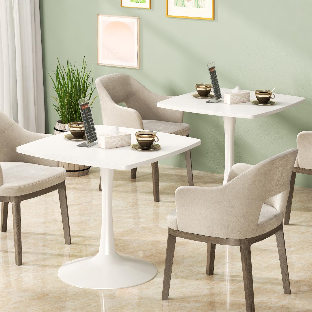 AWQM 31.5" Square Dining Table, Mid-Century Modern Square Pedestal Table for 2-4 Person, 0.71" Desktop Thickness & Metal Base, Small Kitchen Table Tulip Table Easy Assembled Save Space Leisure Coffee Breakfast Table ( 31.5" L X 31.5" W X 29" H )