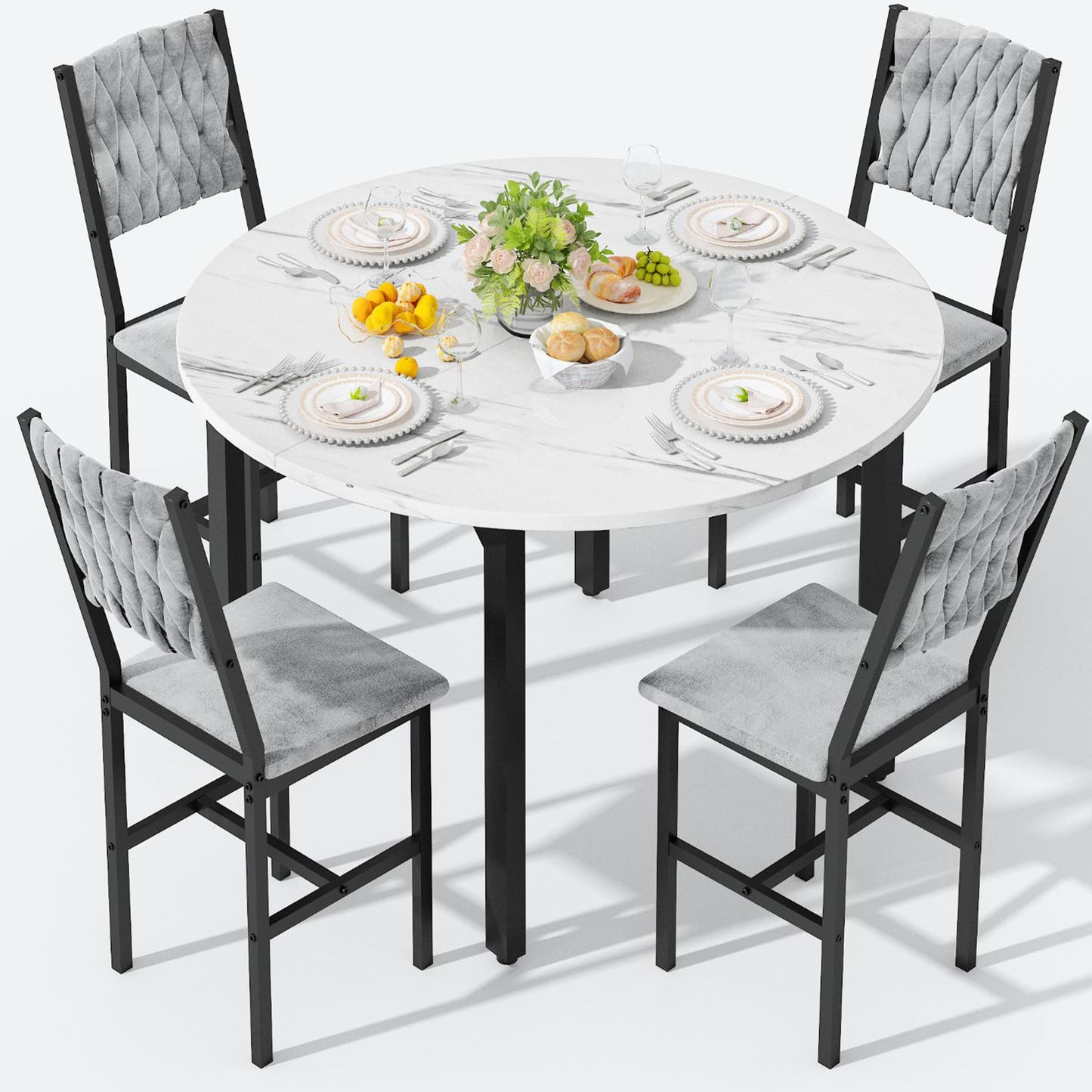 AWQM Round Dining Table Set for 4, Kitchen Dining Table Set, Round Dining Table Set for Small Space.