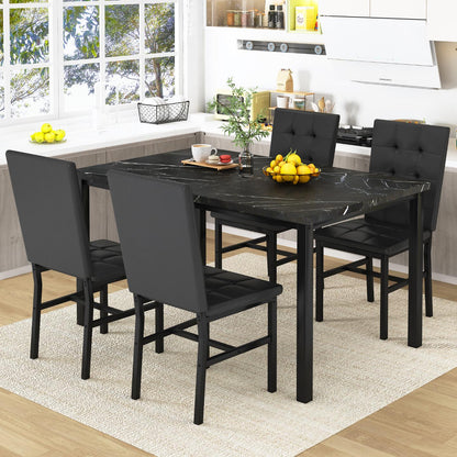 AWQM Dining Table Set for 4,Faux Marble Kitchen Table and Chairs Set of 4, Modern Dining Room Set for 4,Dinner Table Set with Velvet Chairs, Dining Set for Small Spaces