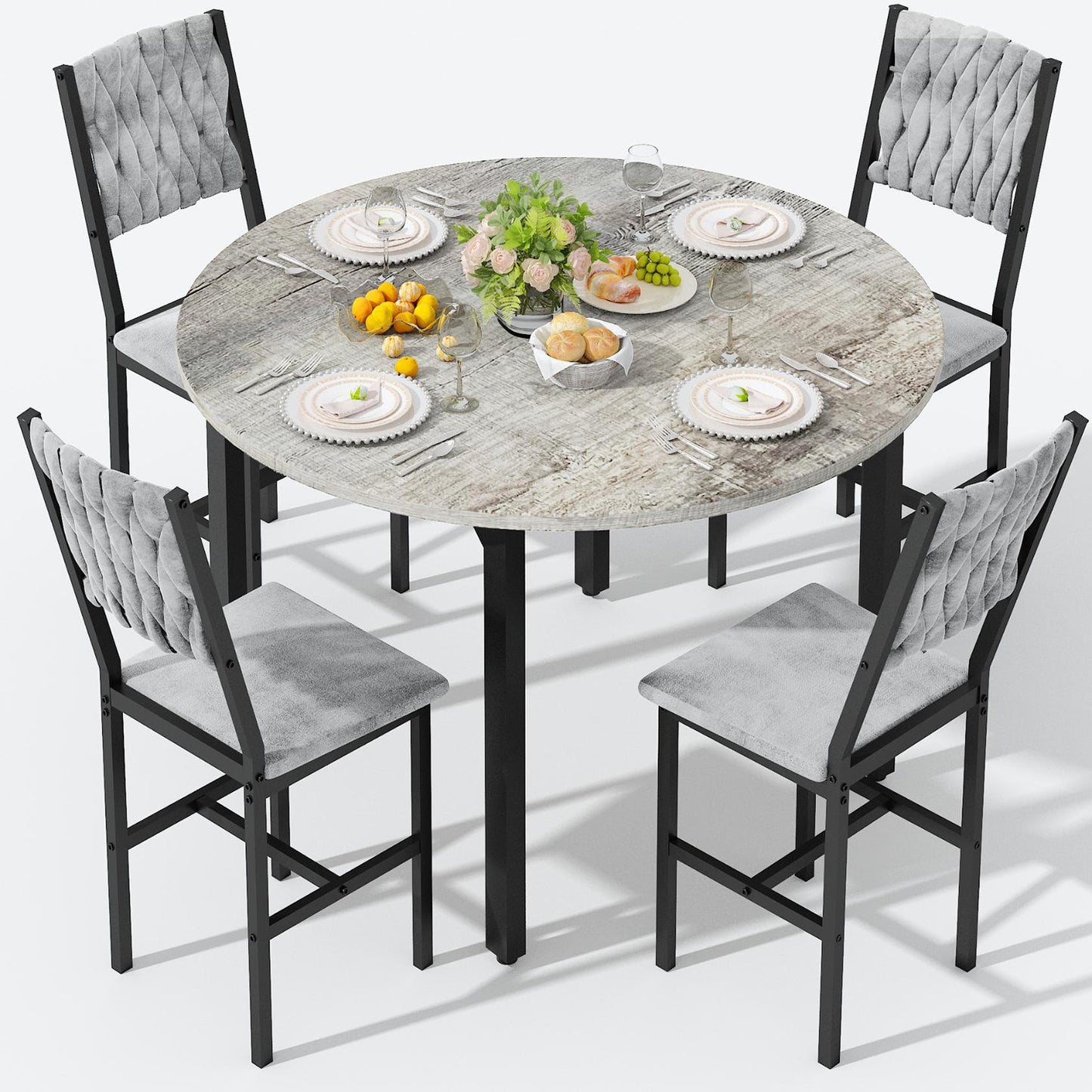 AWQM Round Dining Table Set for 4, Kitchen Dining Table Set, Round Dining Table Set for Small Space.